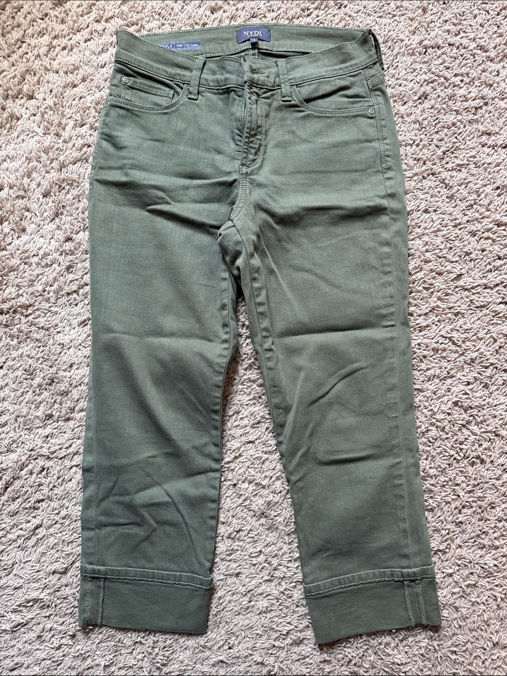 NYDJ Olive Cropped Straight-Leg Pants